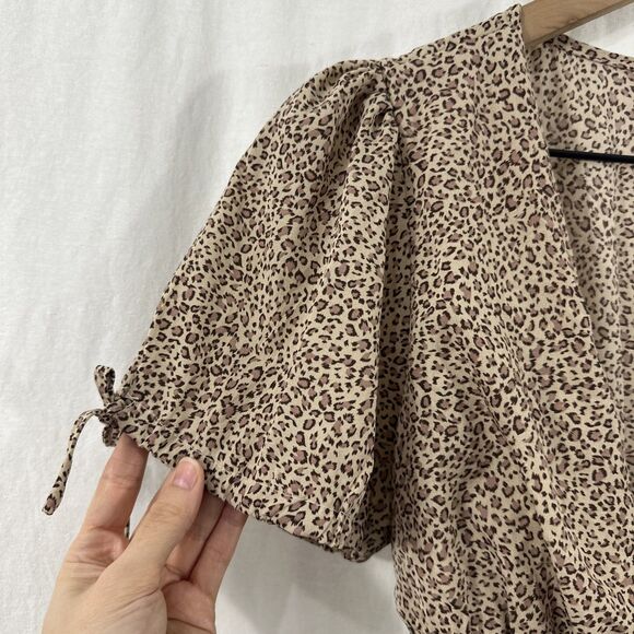 Unbranded Cheetah Print Smocked Waist Button Front Maxi Dress Size S Coquette - Picture 9 of 13